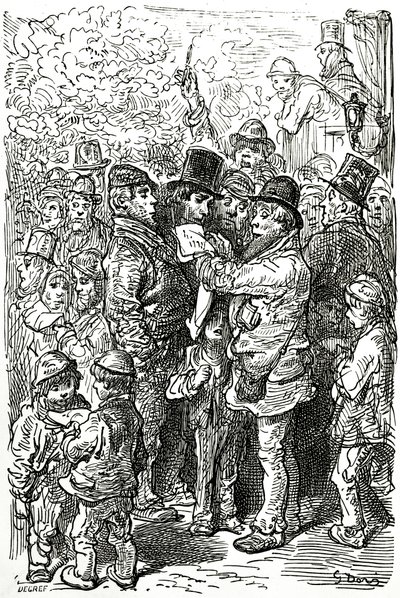 Scommesse su un incontro di boxe fuori dal ring a Londra, 1872 da Gustave Dore